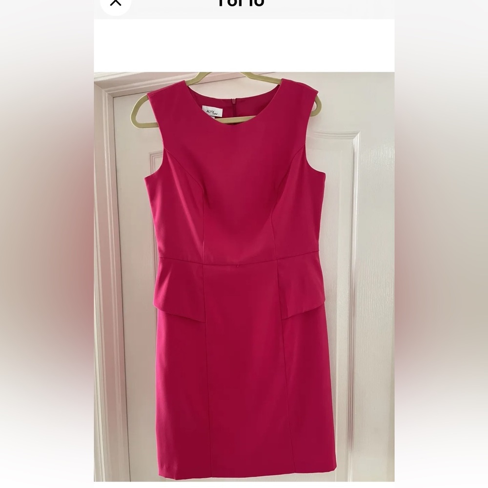 Alyx Limited Barbie Pink Peplum Sleeveless Lined Sheath Stretchy Career Dress
